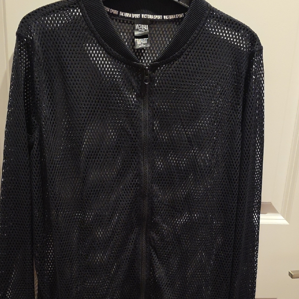 Victoria's Secret Black Mesh Bomber Jacket